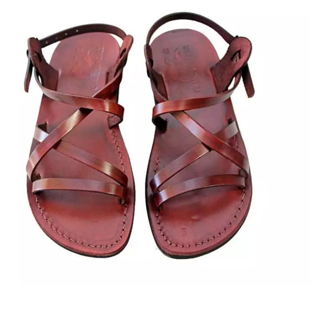 Leather Jesus Roman Sandals Unisex Strap Handmade US Men 7,US Women 8,EU 39